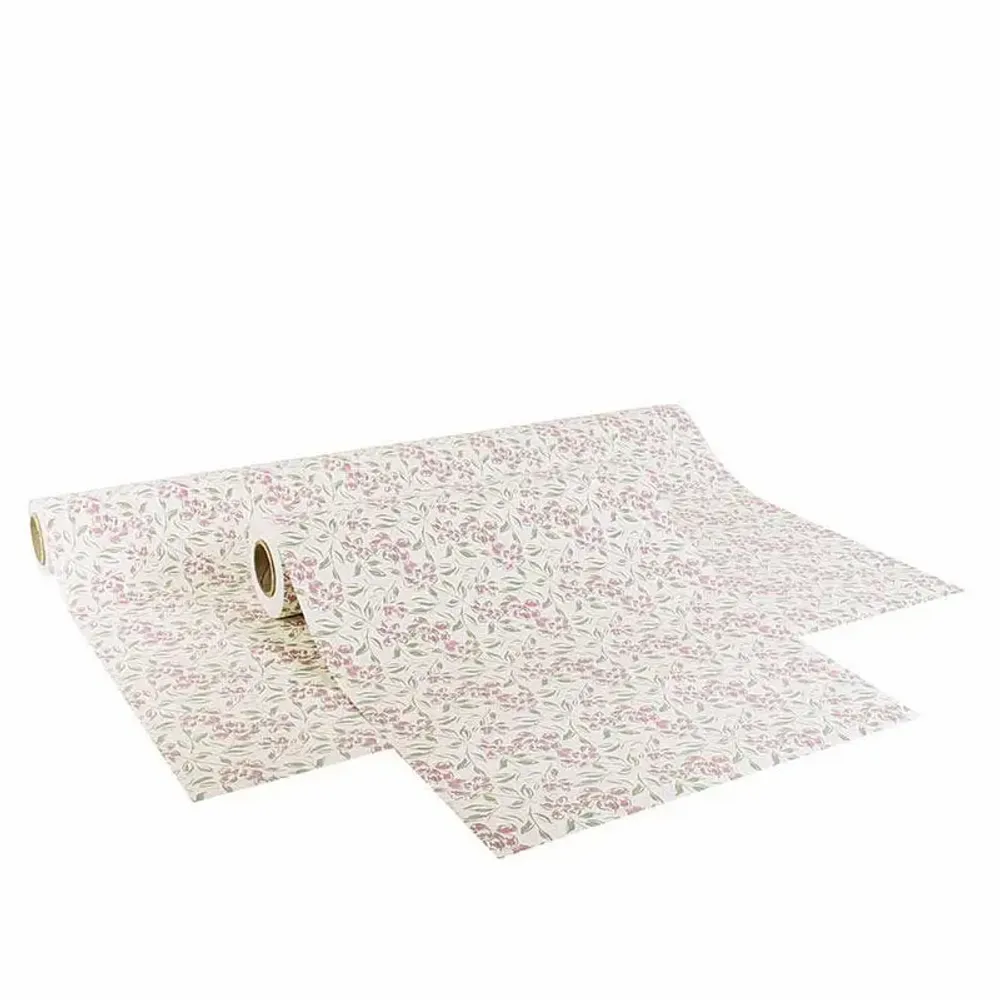 Gifts - Matte cream gift wrap with nature pattern, matte green/pink, 0.70 x 25m, 70g - LAVAL 1878