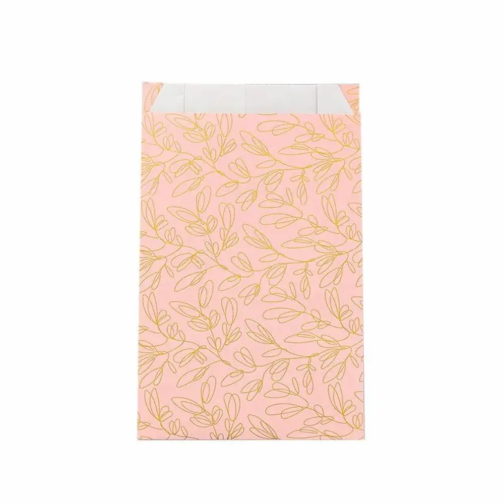 Gifts - Glossy pink gift bags with matte gold swirl, 18 x 6 x 35cm, 70g (x250) - LAVAL 1878