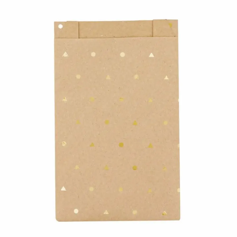 Gifts - Recycled kraft gift bags with metallic gold polka dots/triangles, 70g - LAVAL 1878