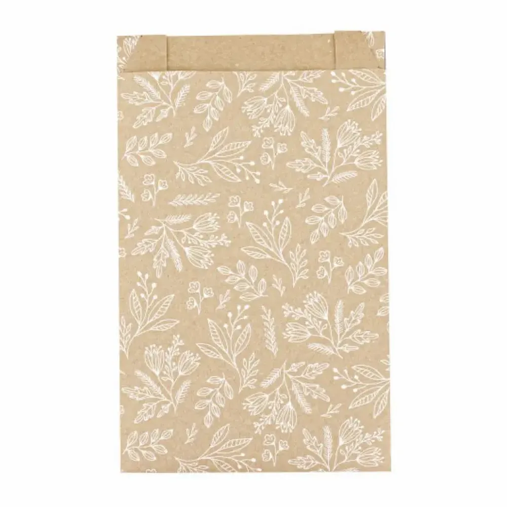 Gifts - Recycled kraft gift bags printed with white flowers - LAVAL 1878