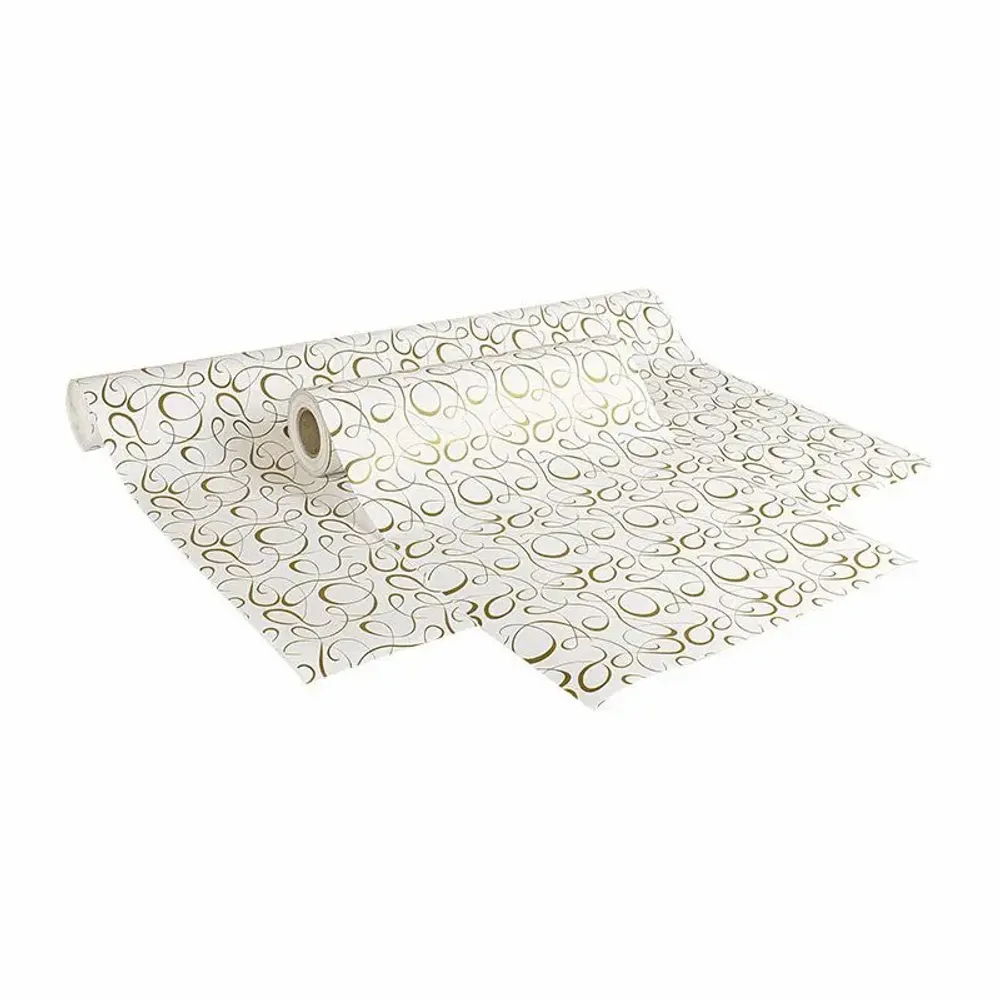 Gifts - Glossy white wrapping paper printed with matte gold arabesques - LAVAL 1878