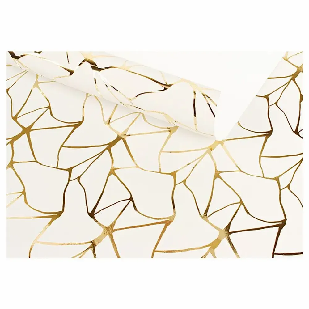 Gifts - Gift wrap with a white background and gold metallic design, 0.70 x 25m - LAVAL 1878