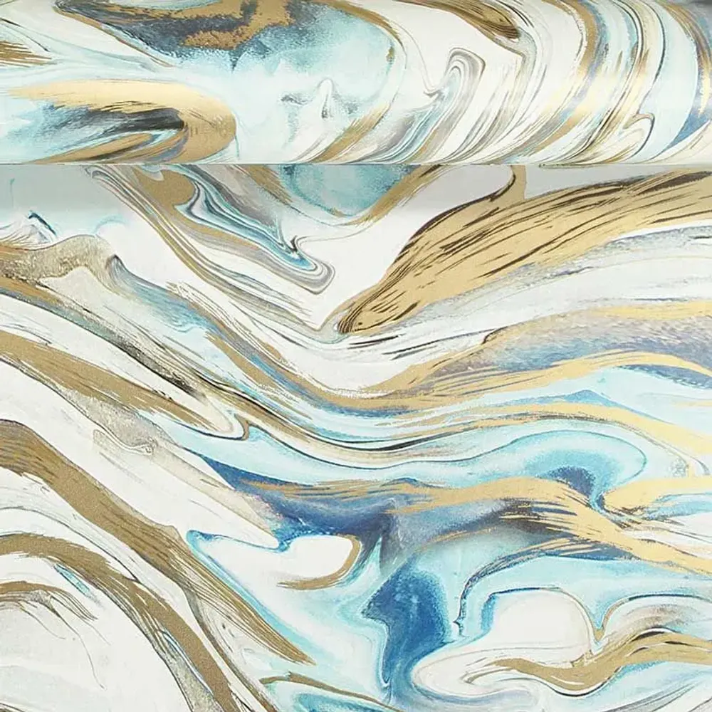 Gifts - Blue and gold abstract pattern gift wrap, 0.7 x 25m, 80g - LAVAL 1878