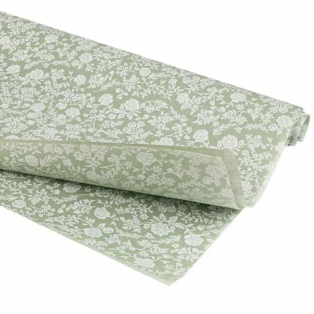 Gifts - Tissue paper with a green background and white flowers (x25) - LAVAL 1878