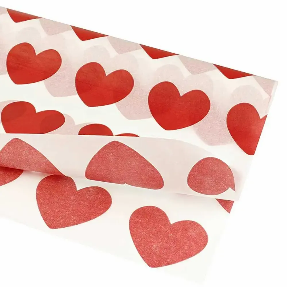 Gifts - Tissue paper, white background, red hearts (x25) - LAVAL 1878