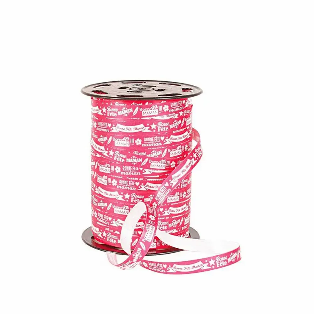 Gifts - Printed ribbon "Happy Mother's Day", fuchsia and white - 225m - LAVAL 1878