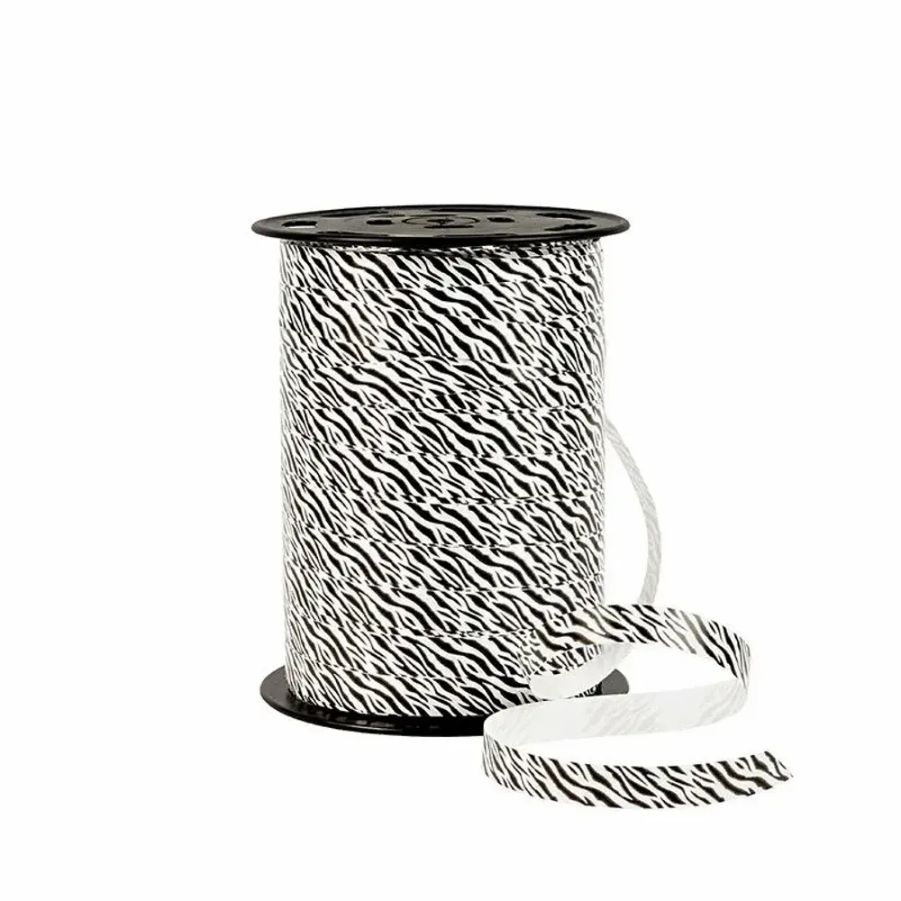 Cadeaux - Bolduc blanc motif zèbre blanc et noir - 225m - LAVAL 1878