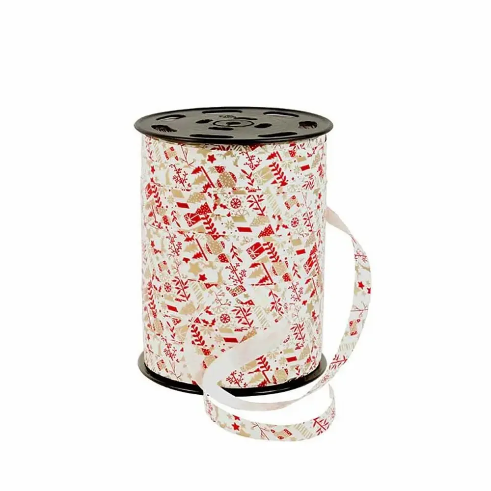 Gifts - White ribbon, gold and matte red Christmas decorations - 225m - LAVAL 1878