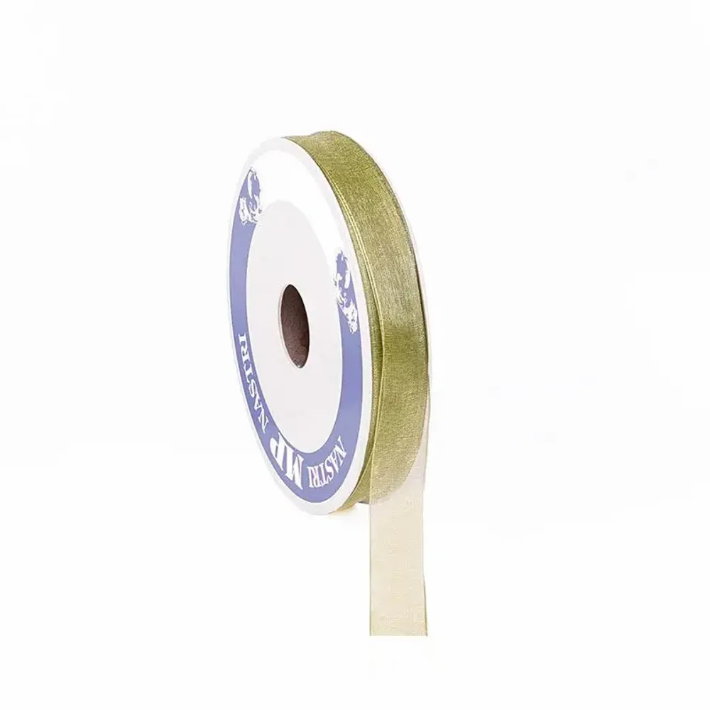 Cadeaux - Ruban organza synthétique brillant kaki clair - 50m - LAVAL 1878