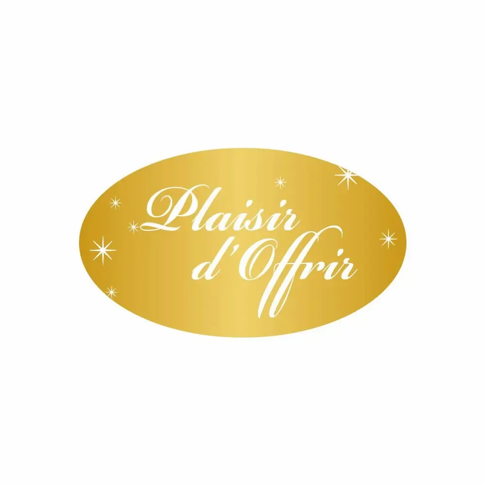 Cadeaux - Etiquettes adhésives ovales dorées Plaisir d'offrir (x500) - LAVAL 1878