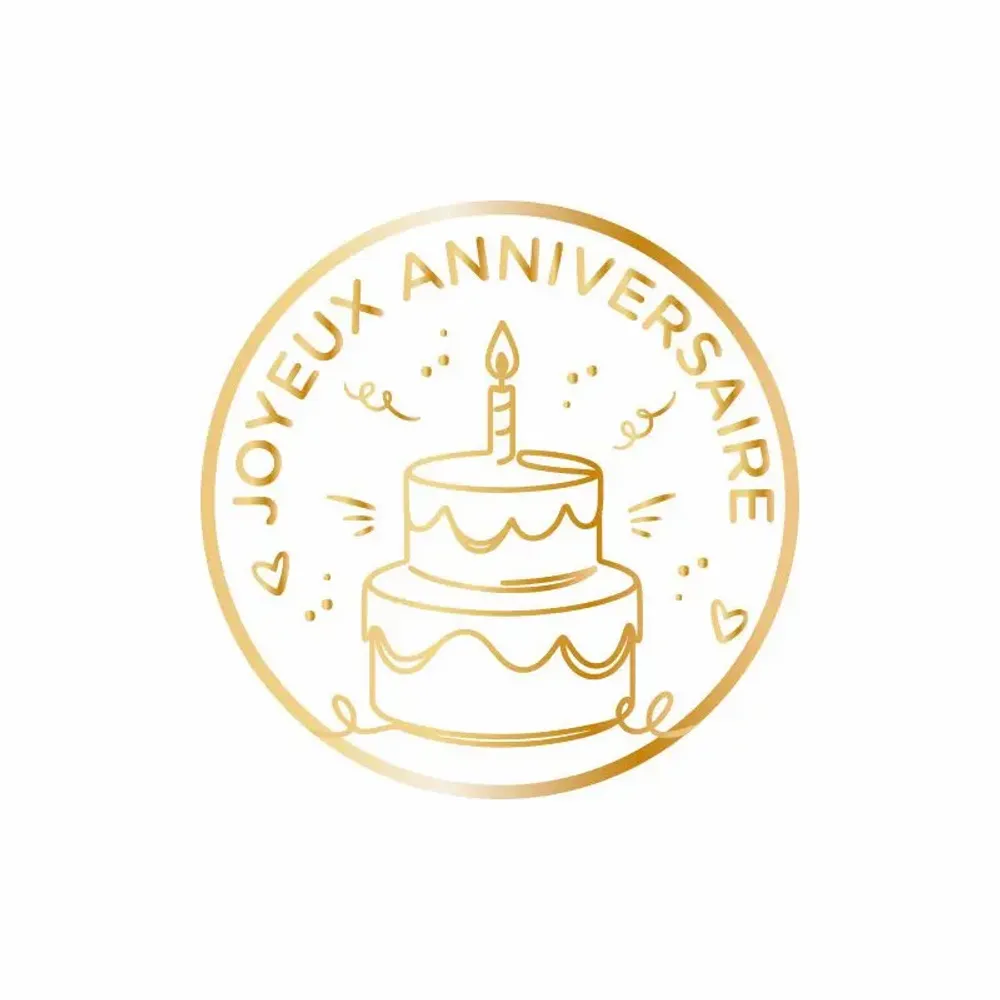 Gifts - Round adhesive gift tags Happy Birthday cake - LAVAL 1878