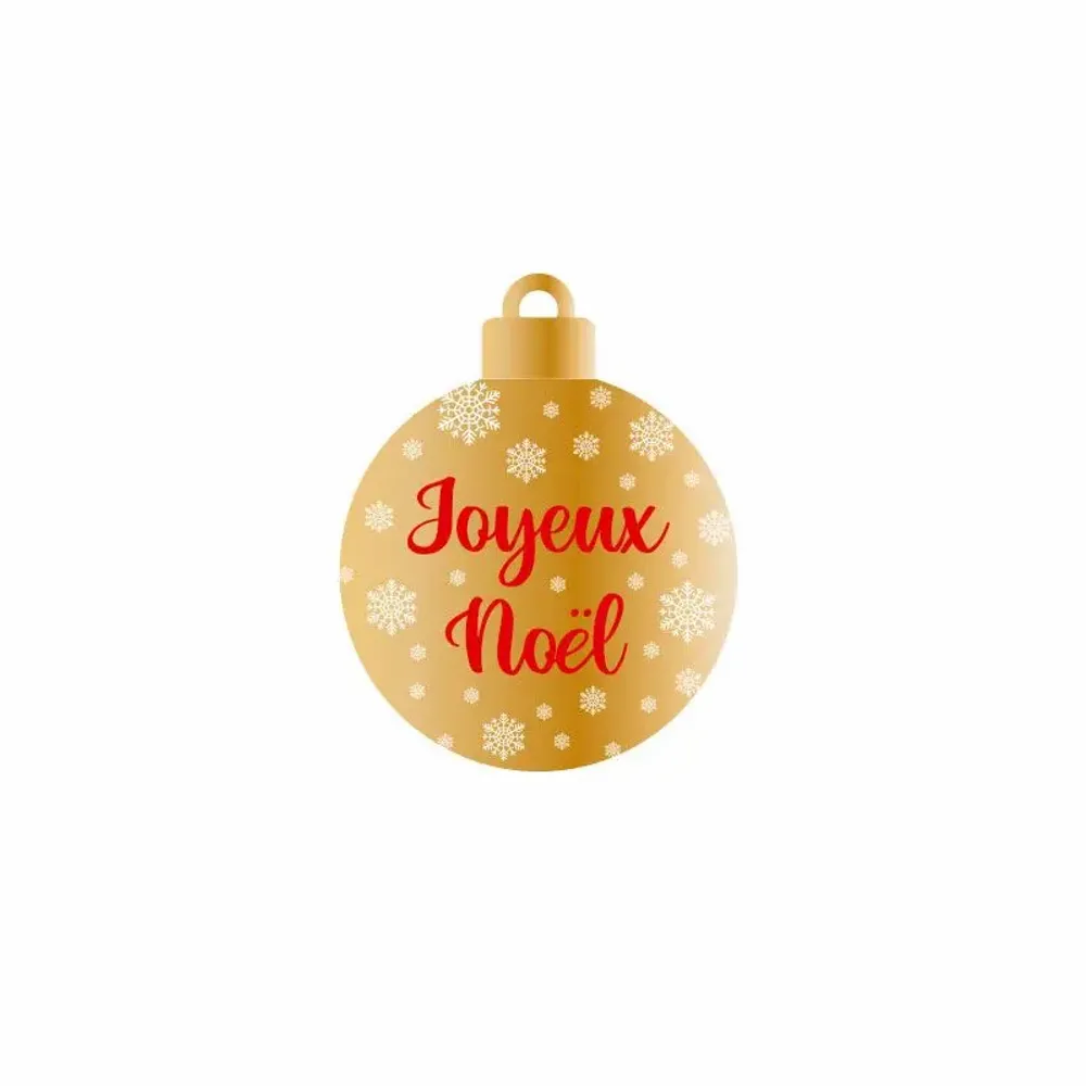 Gifts - Shiny Gold Ball-Shaped Adhesive Gift Tags - Merry Christmas - LAVAL 1878