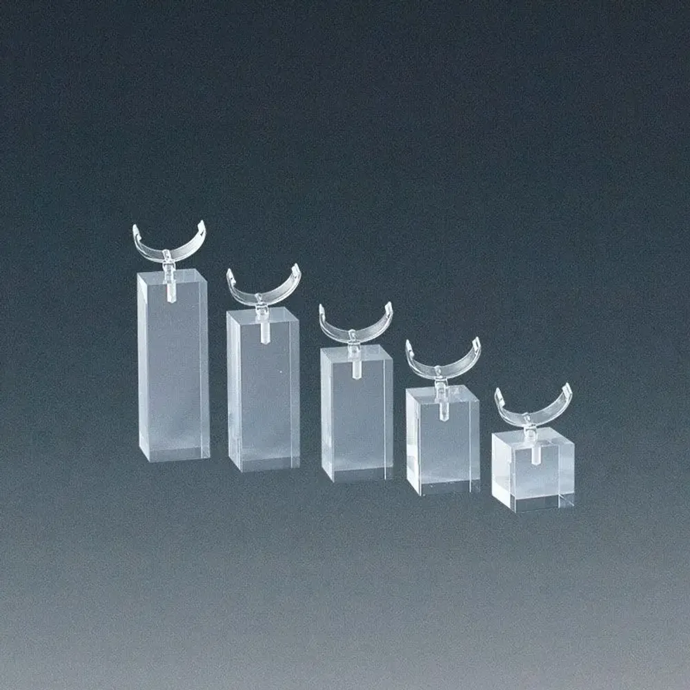 Gifts - Set of 5 matt white plexi ring studs, H 2 - 3 - 4 - 5 - 6cm - LAVAL 1878