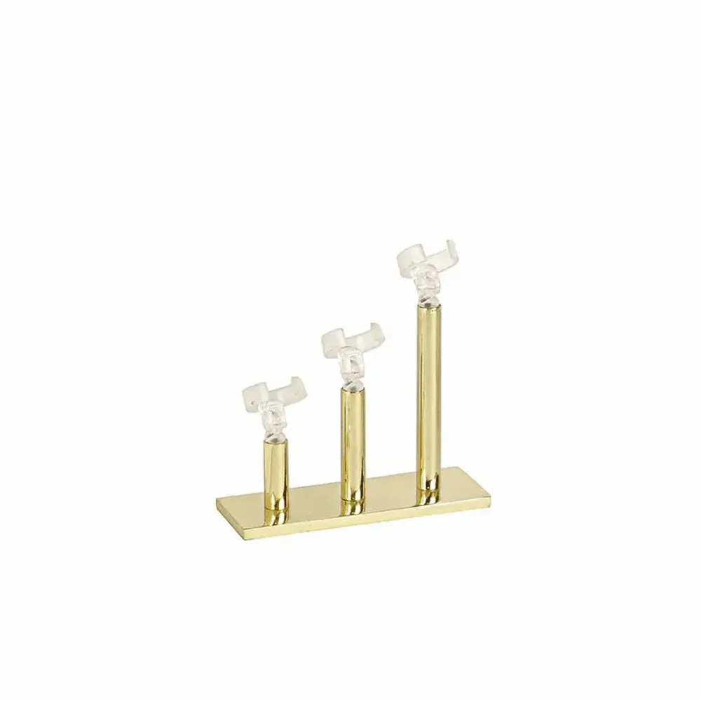 Gifts - Display stand for 3 rings, shiny gold-tone metal, ball joint support 8 x 8cm - LAVAL 1878