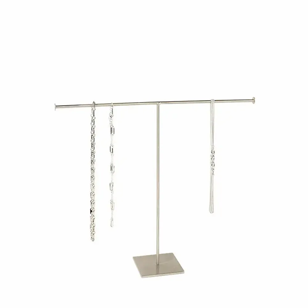 Gifts - Silver-colored brushed metal necklace display stand, 31cm high - LAVAL 1878