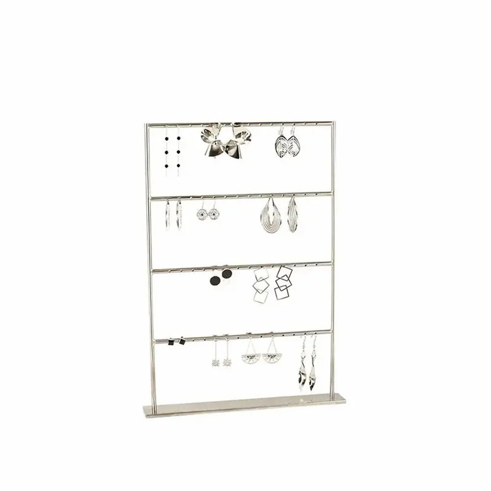 Cadeaux - Présentoir 28 paires boucles d'oreilles métal brossé argent H 30,5cm - LAVAL 1878
