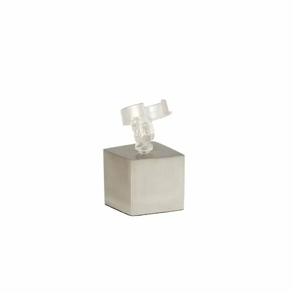Gifts - Square ring display stand, 4.5cm high, brushed silver metal - LAVAL 1878