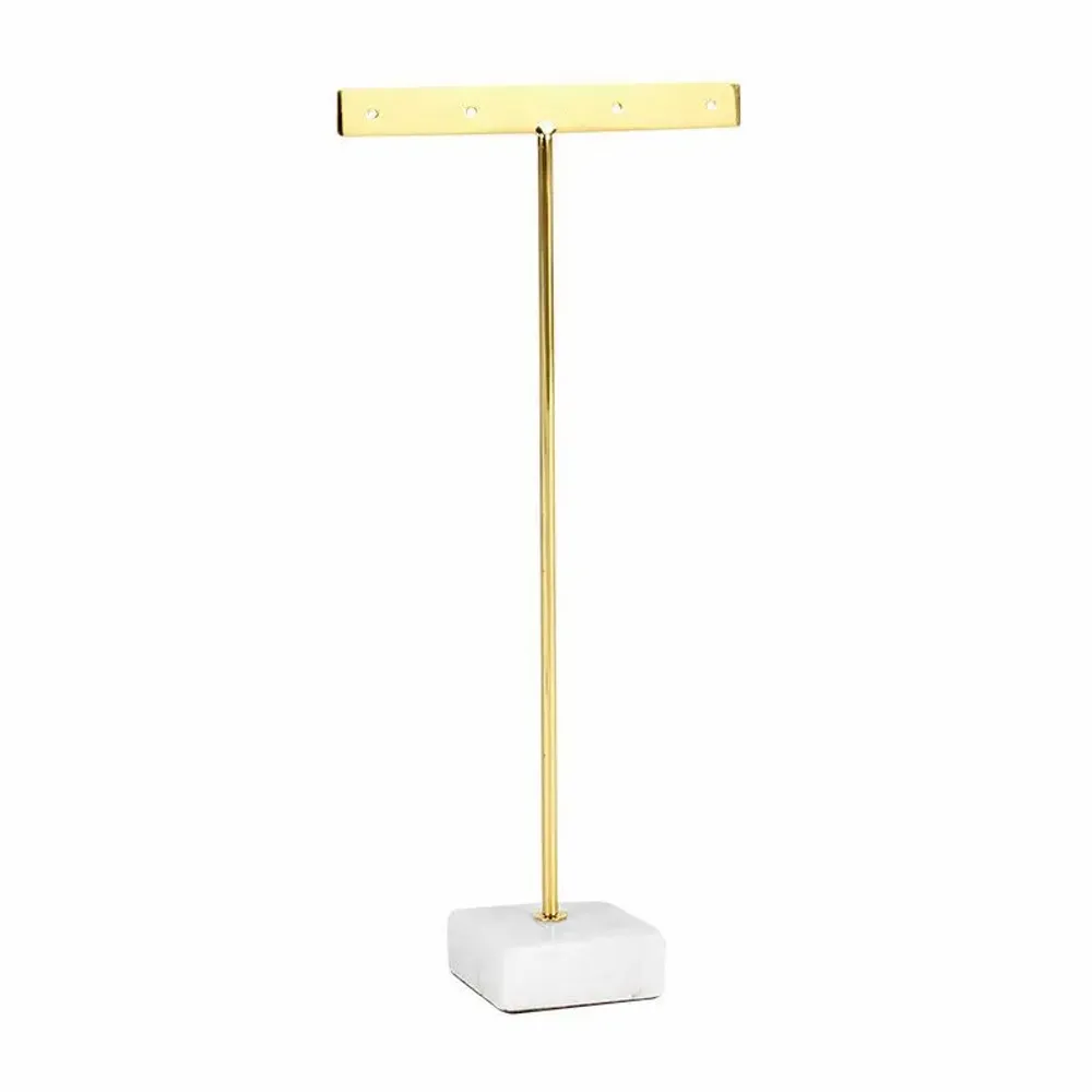 Gifts - Flat display stand for 2 pairs of earrings, gold-tone metal/marble - LAVAL 1878