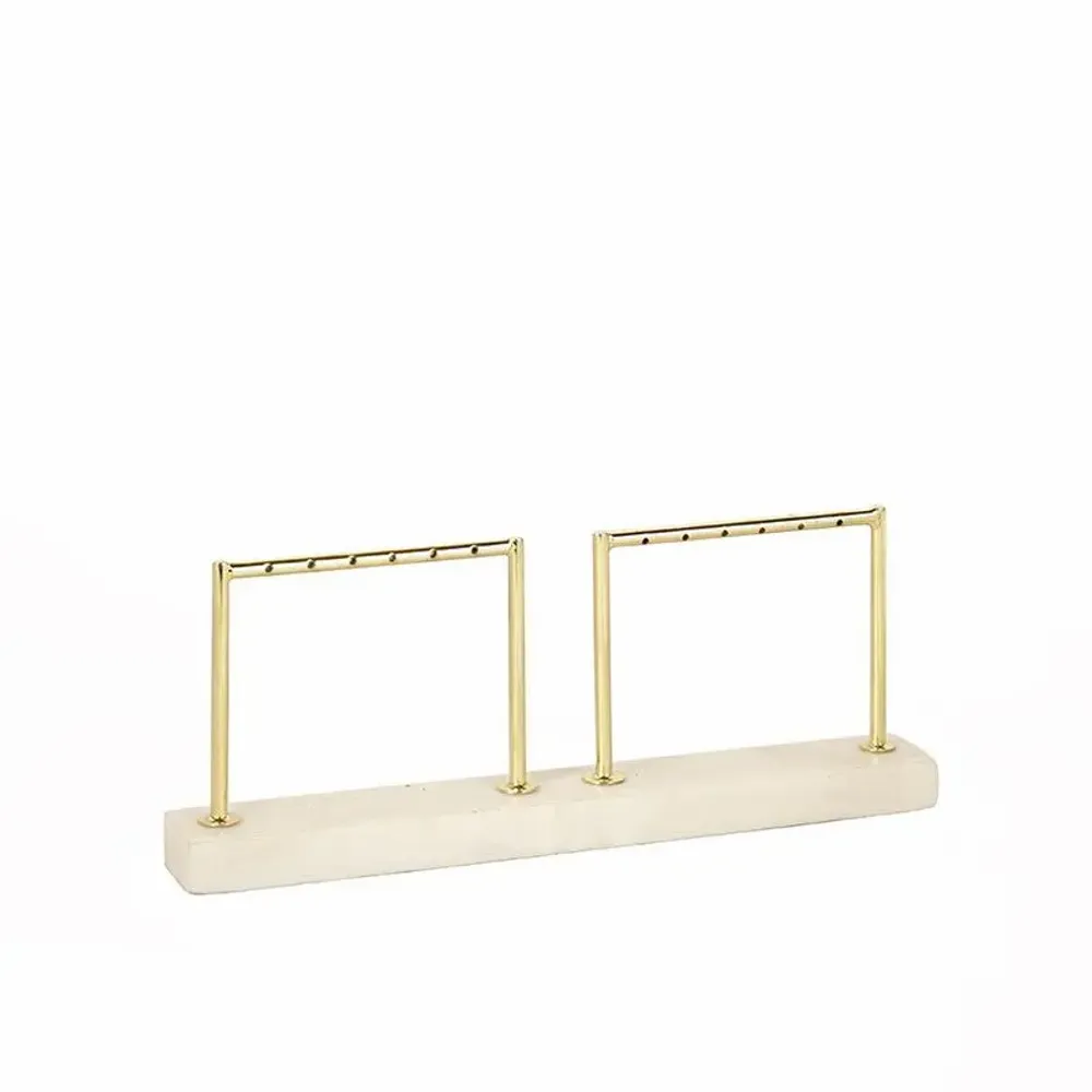 Gifts - Two-arched display stand for 6 pairs of earrings, gold-plated metal and marble, 9cm high - LAVAL 1878