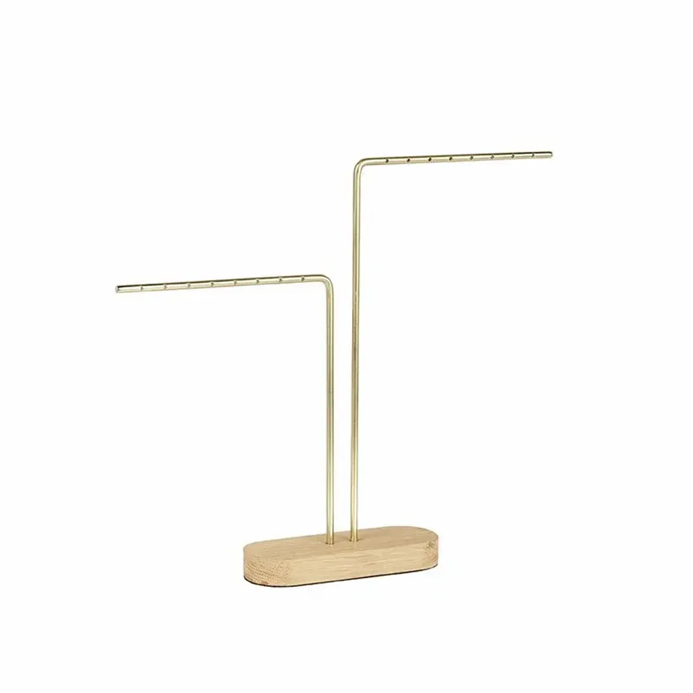 Gifts - Display stand for 8 pairs of earrings, 2 posts, oak/gold metal - LAVAL 1878