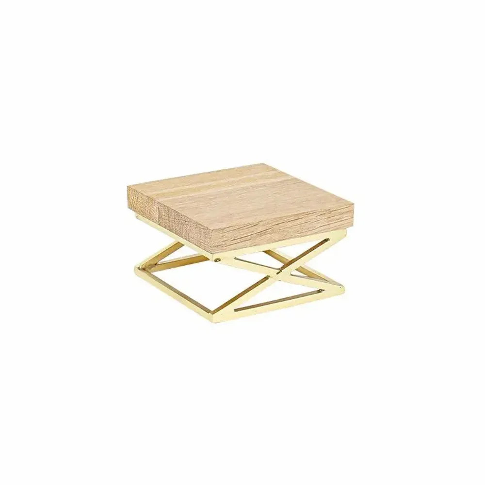 Gifts - Display stand with oak top/matte gold metal base, 10 x 10 x H 6cm - LAVAL 1878