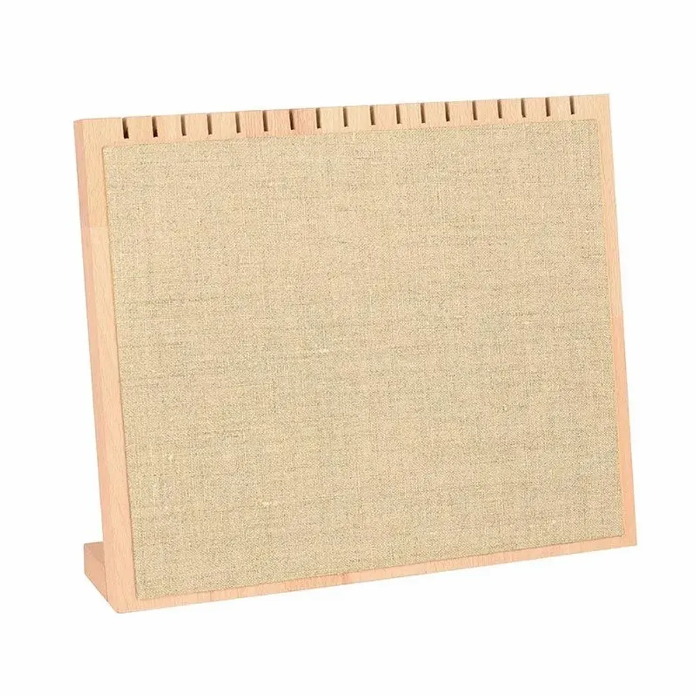 Cadeaux - Présentoir colliers/sautoirs hêtre/lin naturel H 25cm - 18 encoches - LAVAL 1878