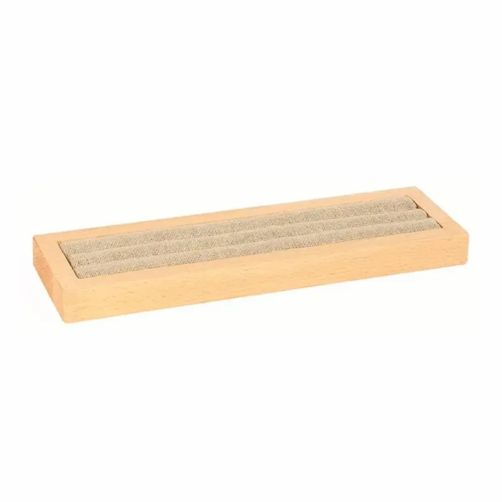 Gifts - 2-tier ring display stand in beech and natural linen, 22 x 6.5cm - LAVAL 1878