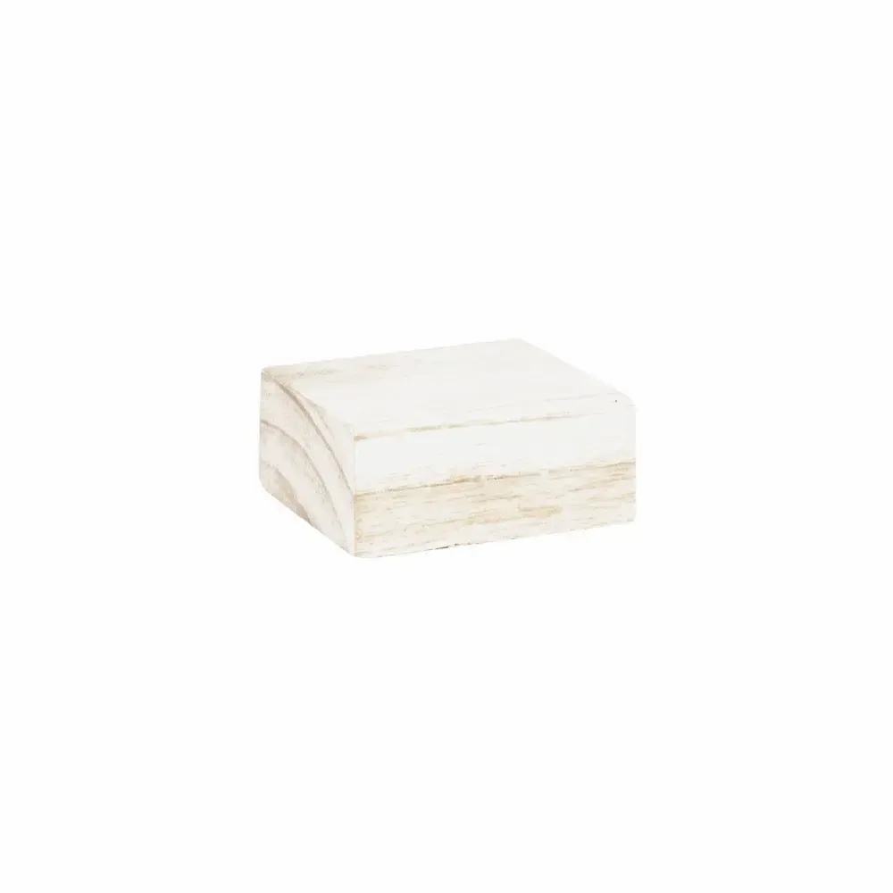 Cadeaux - Support de présentation bois de Jempinis blanc patiné 8 x 8 x H 3,5cm - LAVAL 1878