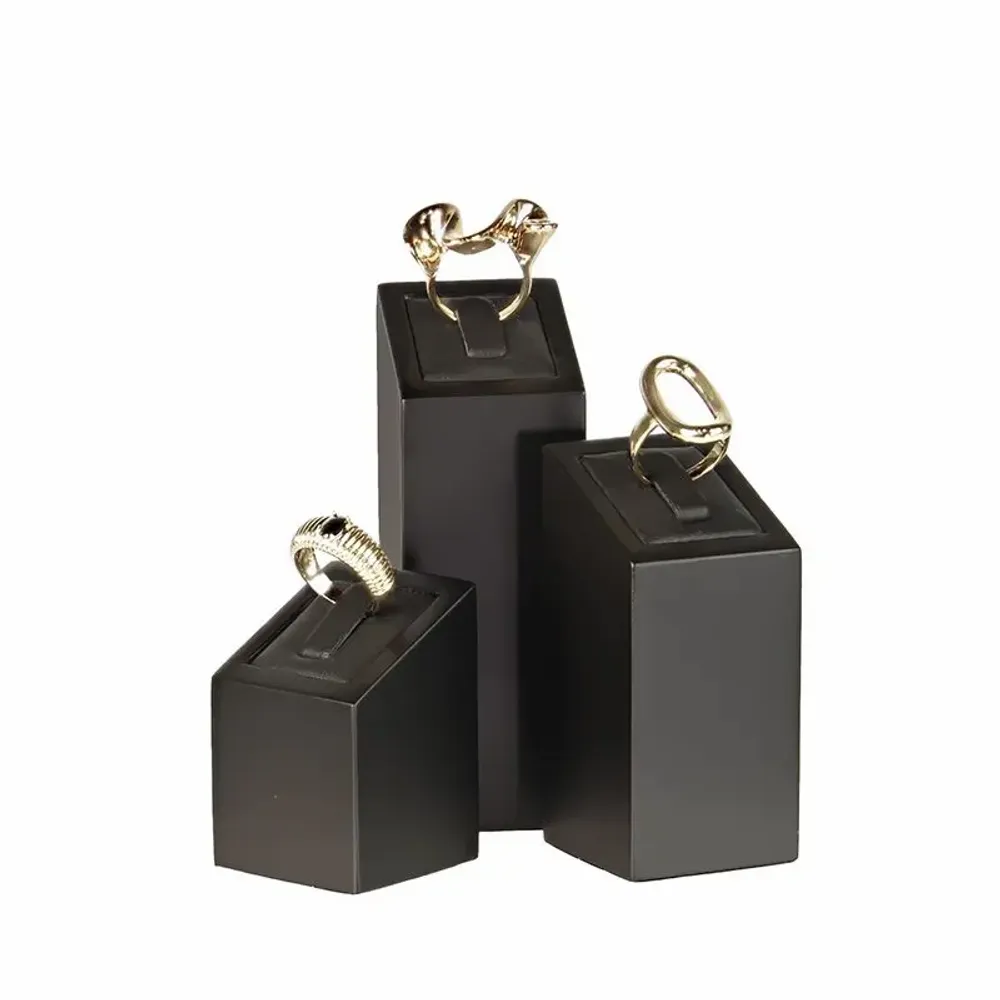 Gifts - Set of 3 wooden (MDF) ring holders, painted matte black, with synthetic tops - LAVAL 1878