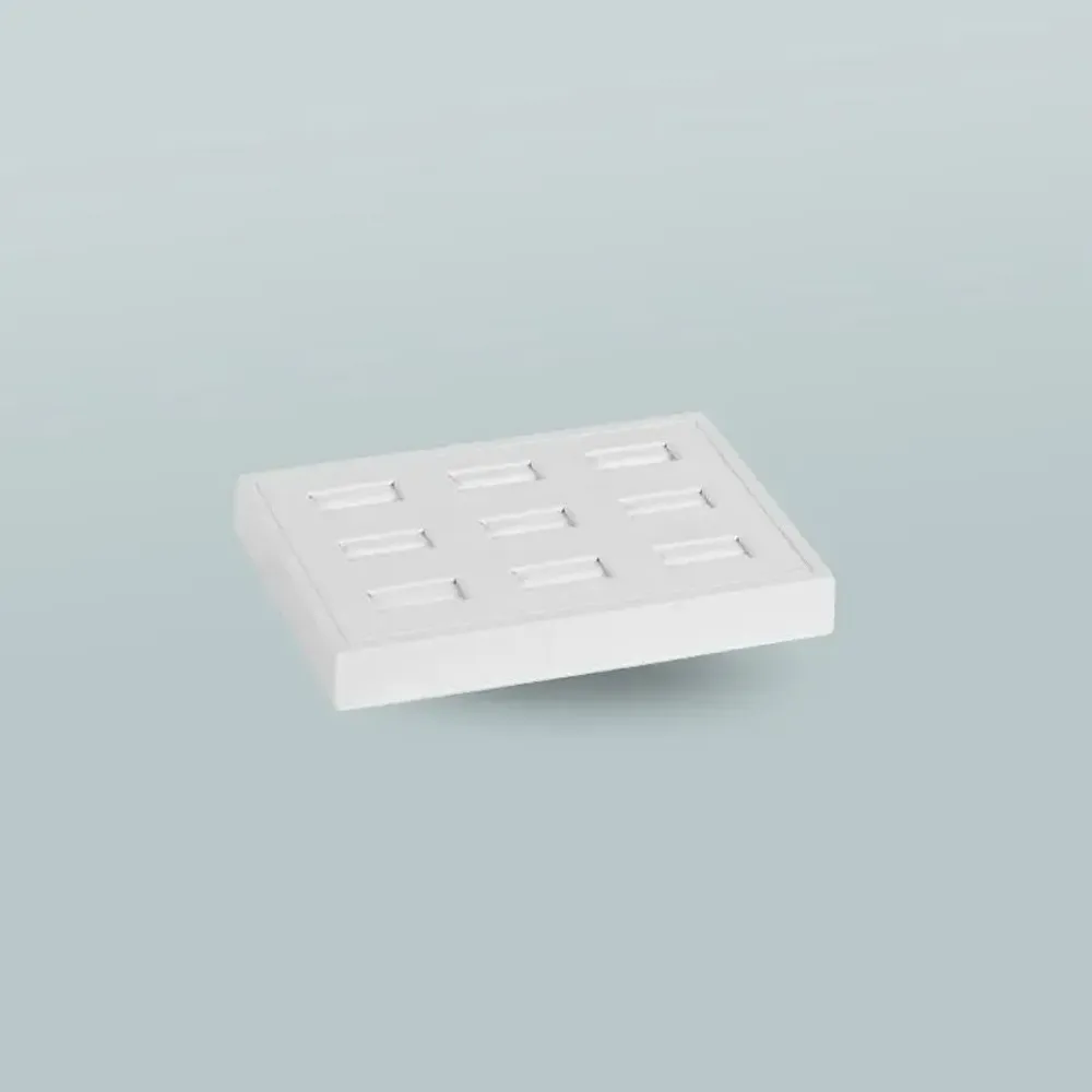Gifts - Angled display stand for 9 rings with slots, smooth finish/white MDF - LAVAL 1878