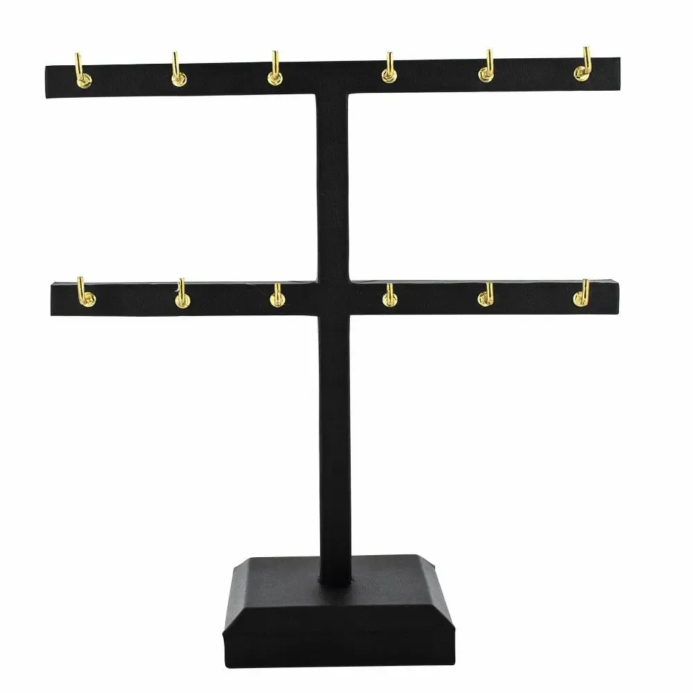 Gifts - T-shaped display stand with 12 coated hooks for earrings/pendants, black, 19cm - LAVAL 1878