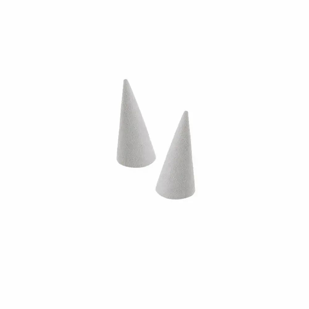 Gifts - Set of 2 light grey synthetic suede-covered cone rings - LAVAL 1878