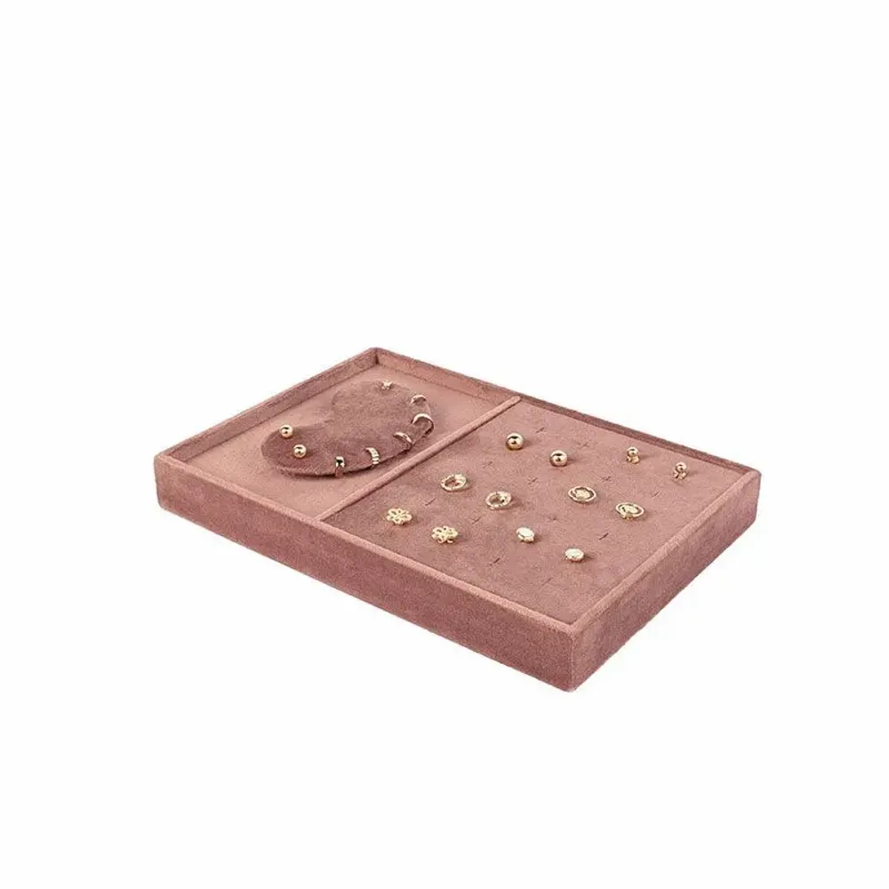 Gifts - Eyeglass and piercing display stand covered in old rose synthetic velvet - LAVAL 1878