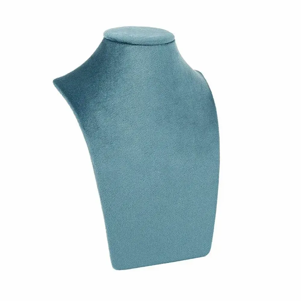 Gifts - Bust with collar covered in old duck blue synthetic velvet - H 20cm - LAVAL 1878