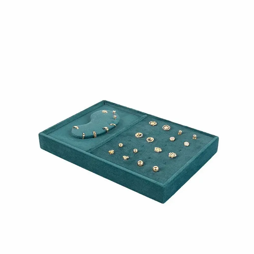 Cadeaux - Présentoir B.O./piercings gainé velours synthétique bleu canard - LAVAL 1878