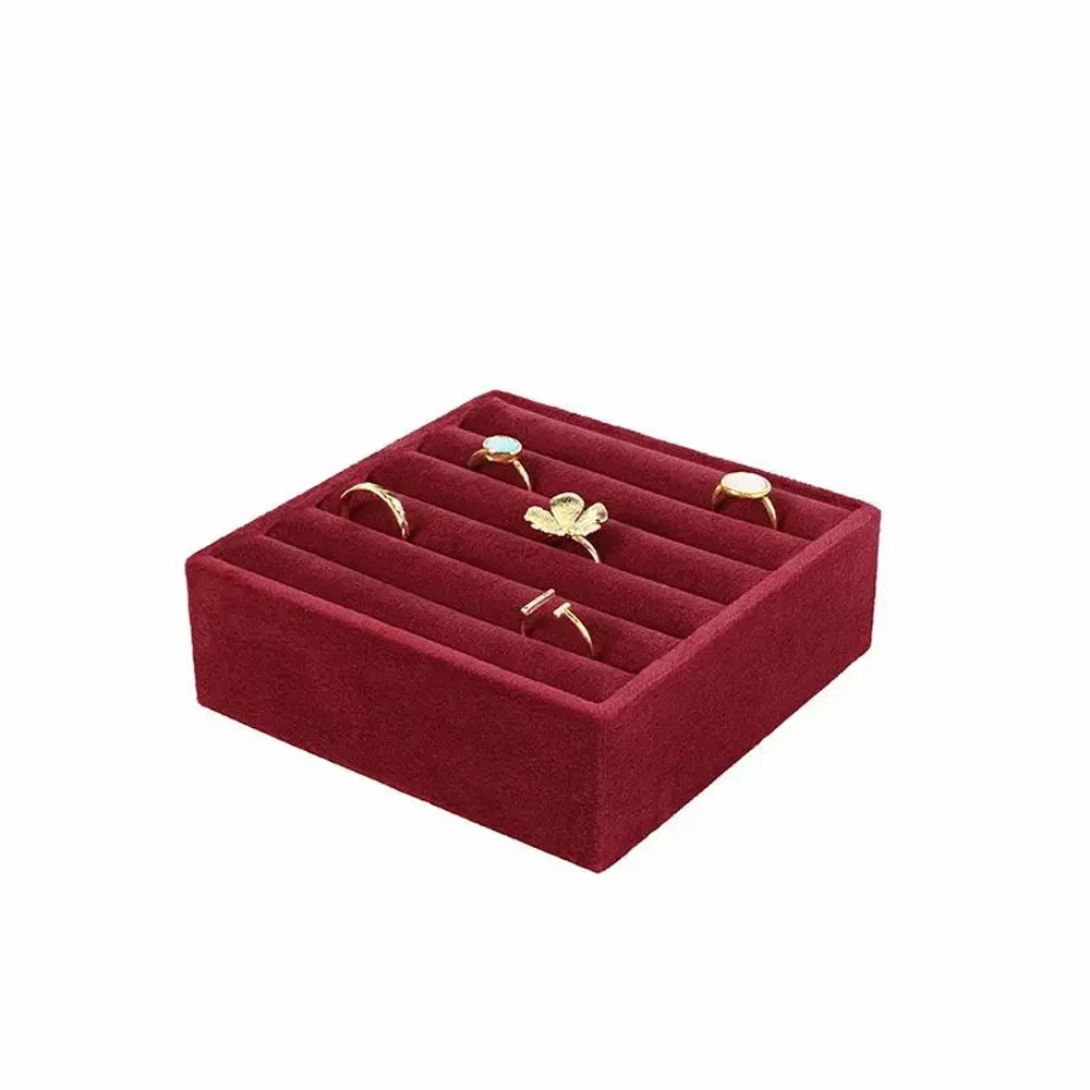 Gifts - Ring/bangle display stand with 6 rolls, covered in burgundy synthetic velvet - LAVAL 1878