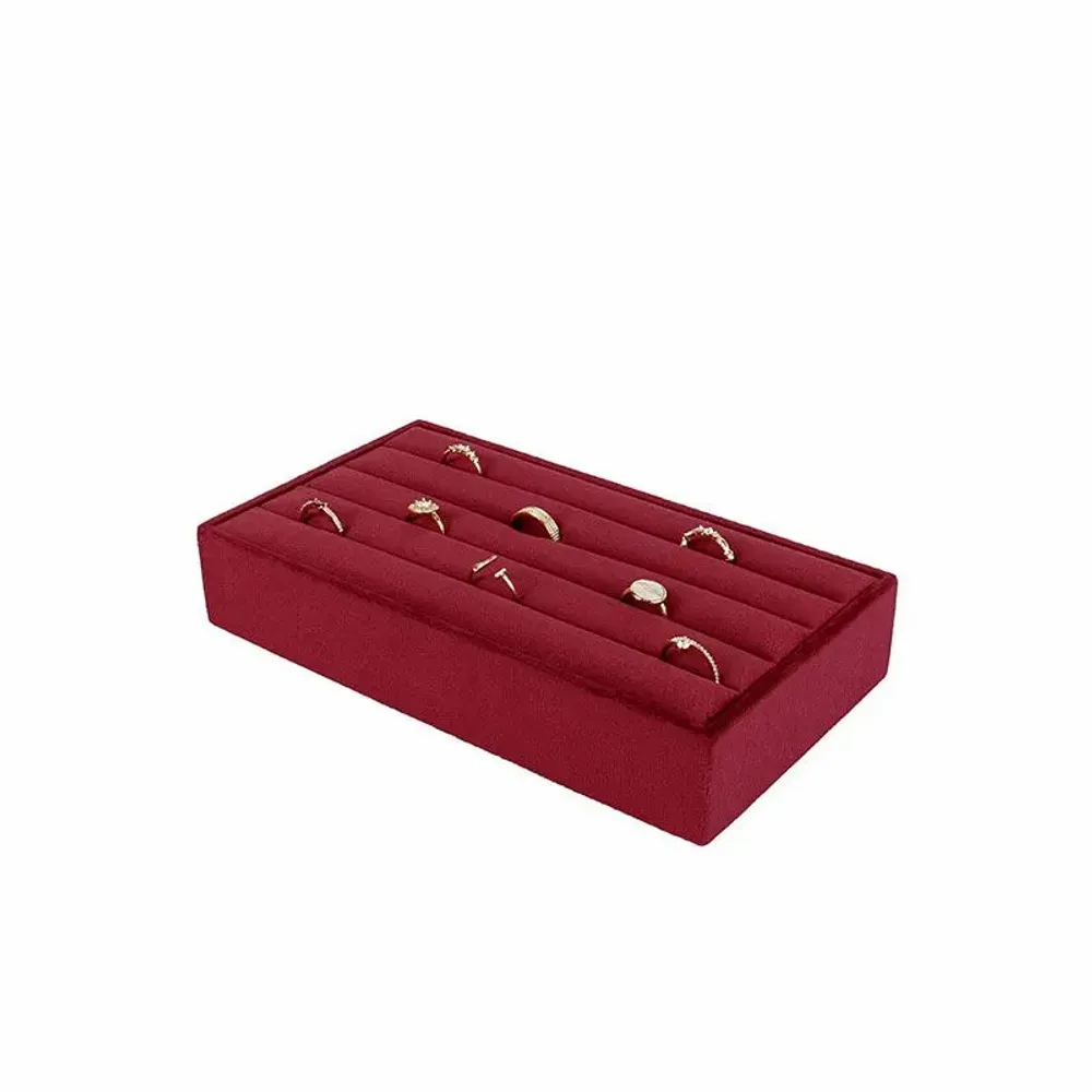 Gifts - Ring/bangle display stand with 5 rolls, covered in burgundy synthetic velvet - LAVAL 1878