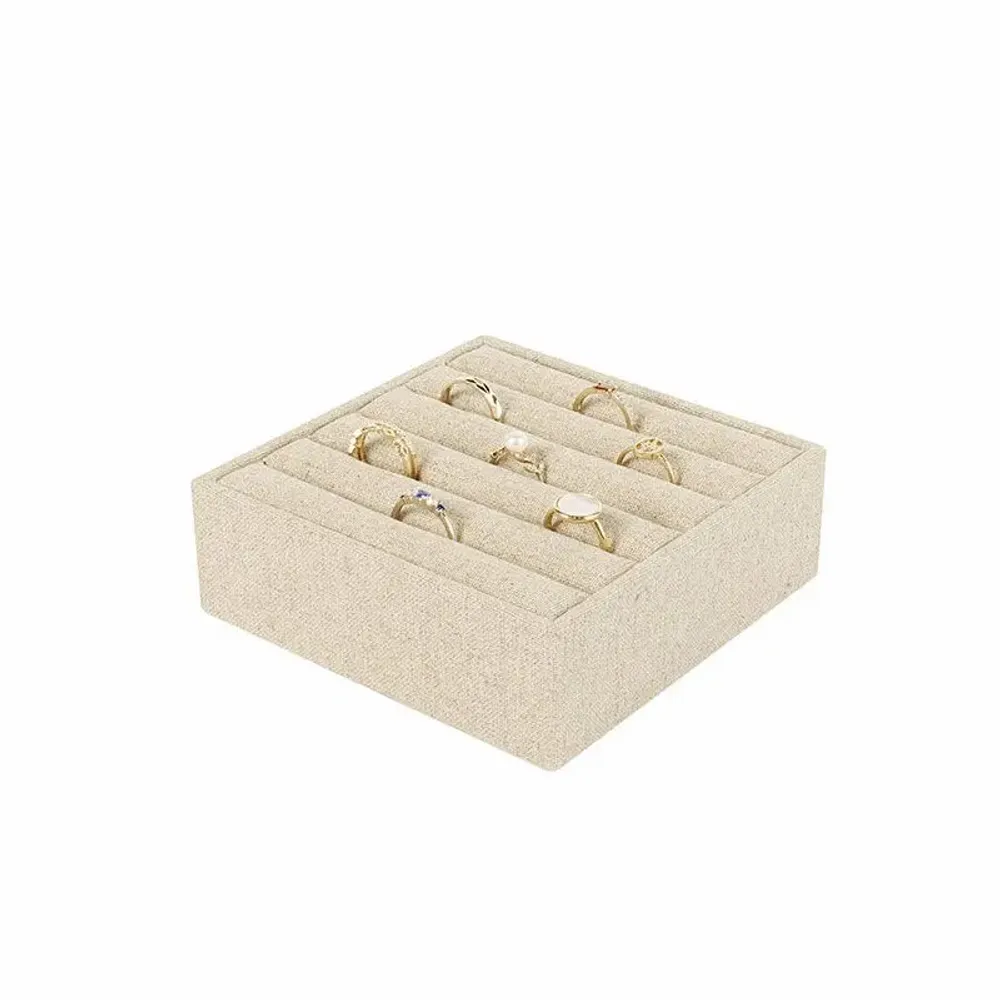 Cadeaux - Présentoir bagues/joncs 6 rouleaux, gainé tissu lin et coton mélangés - LAVAL 1878