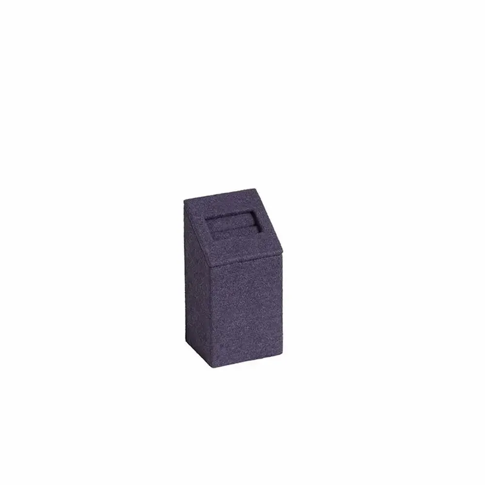 Gifts - Navy blue suede-covered ring display stand with slot, 3.5 x 3 x H 7cm - LAVAL 1878