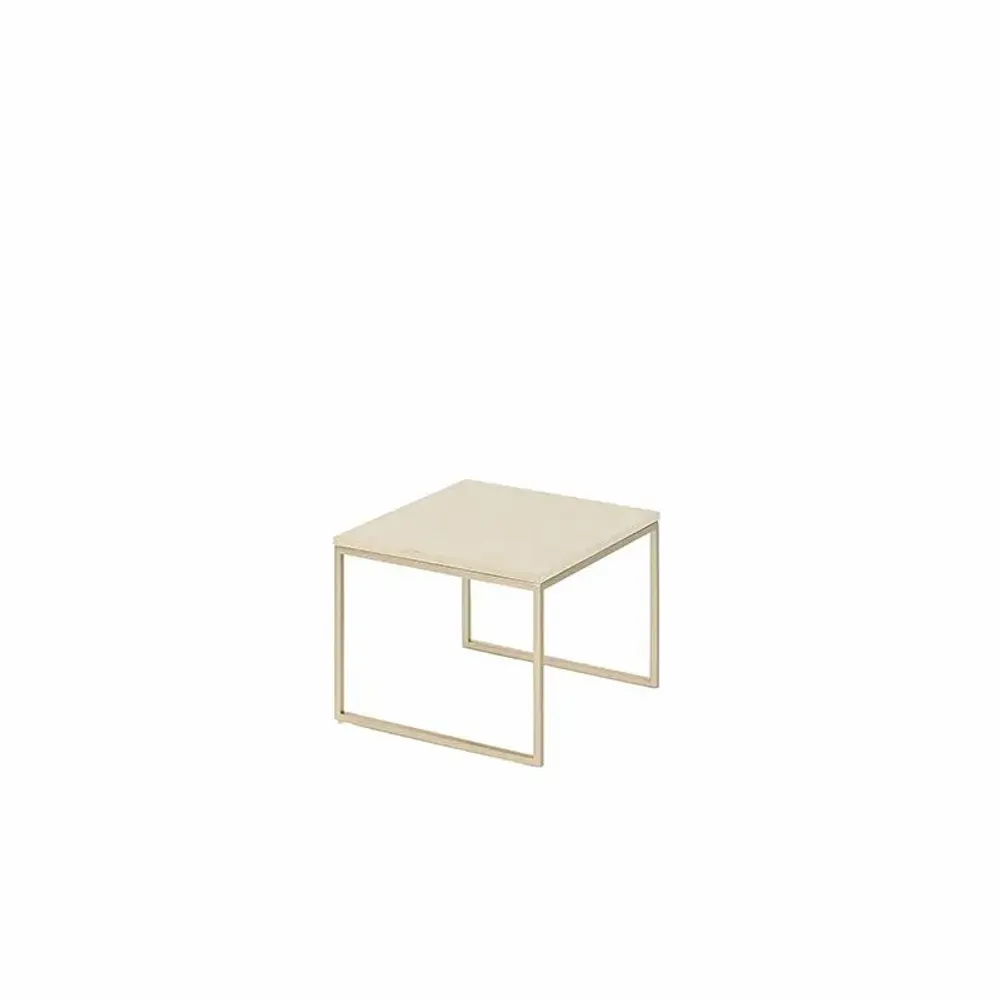 Cadeaux - Présentoir sellette plateau suédine crème/pied métal doré mat - LAVAL 1878