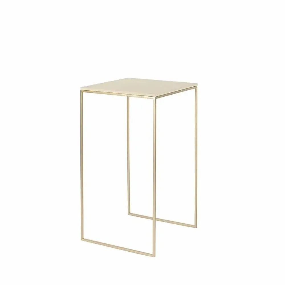 Cadeaux - Présentoir sellette plateau suédine crème/pied métal doré mat - LAVAL 1878