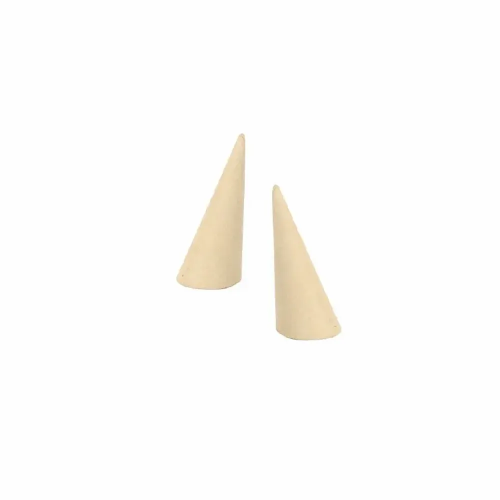 Gifts - Set of 2 cream-colored synthetic suede-covered cone rings - LAVAL 1878