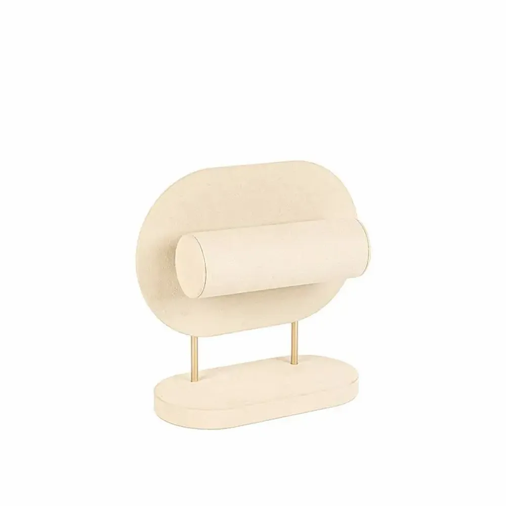 Gifts - Bracelet display stand covered in cream suede-look fabric and matte gold-tone metal - LAVAL 1878