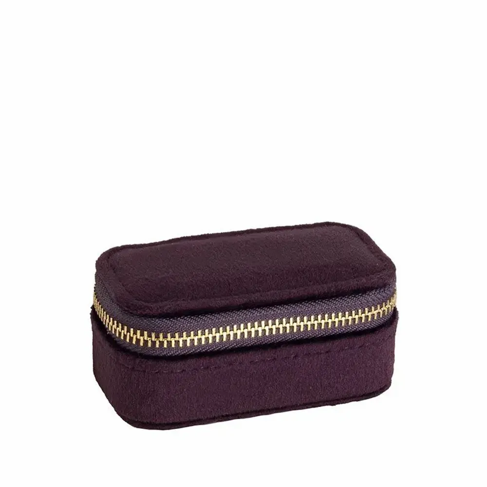 Cadeaux - Petit coffre à bijoux rectangle gainé velours synthétique aubergine - LAVAL 1878