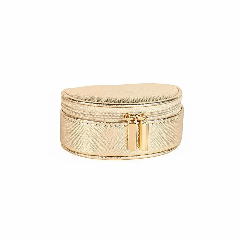 Gifts - Small jewelry box covered in synthetic material with a grained cowhide leather look, gold - LAVAL 1878