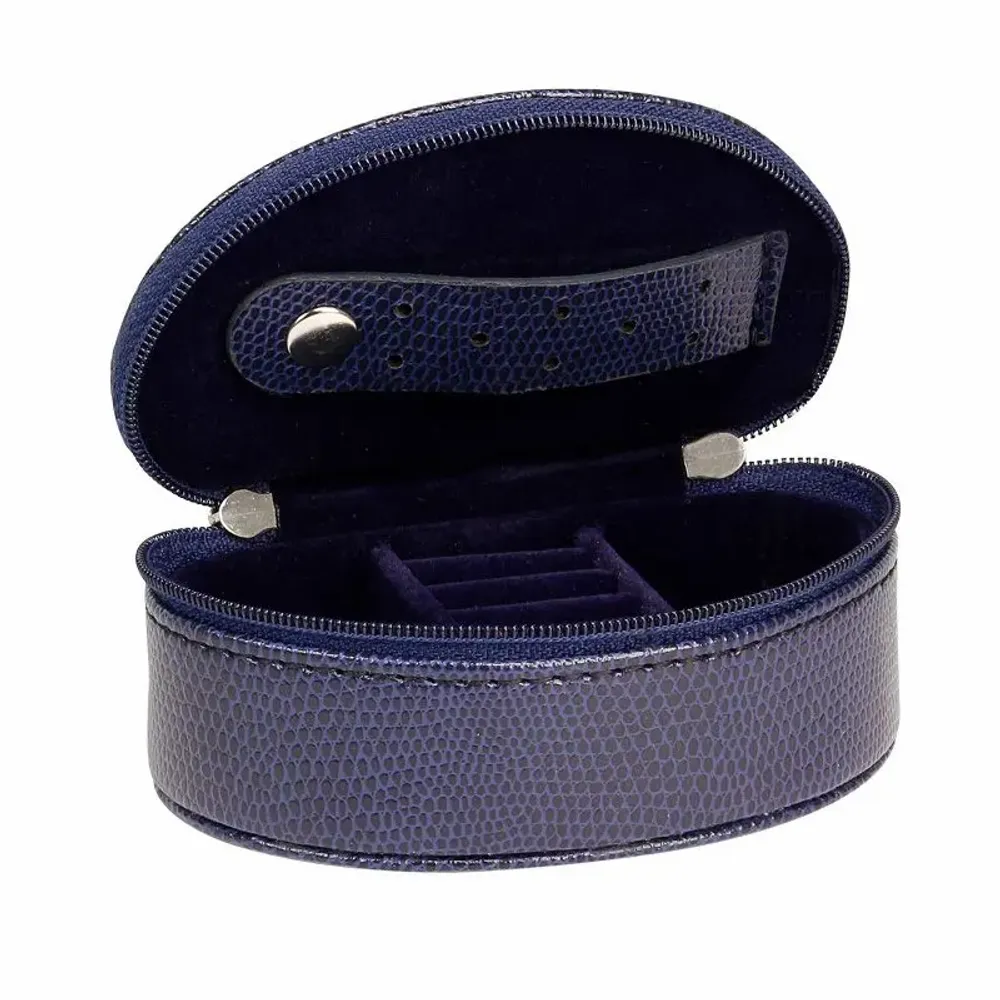 Cadeaux - Petit coffre bijoux synthétique aspect cuir de lézard bleu marine - LAVAL 1878