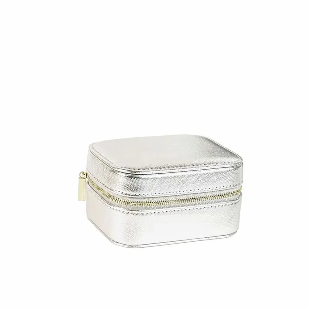 Gifts - Rectangular jewelry box with a synthetic-covered cushion and a silver ribbed appearance. - LAVAL 1878