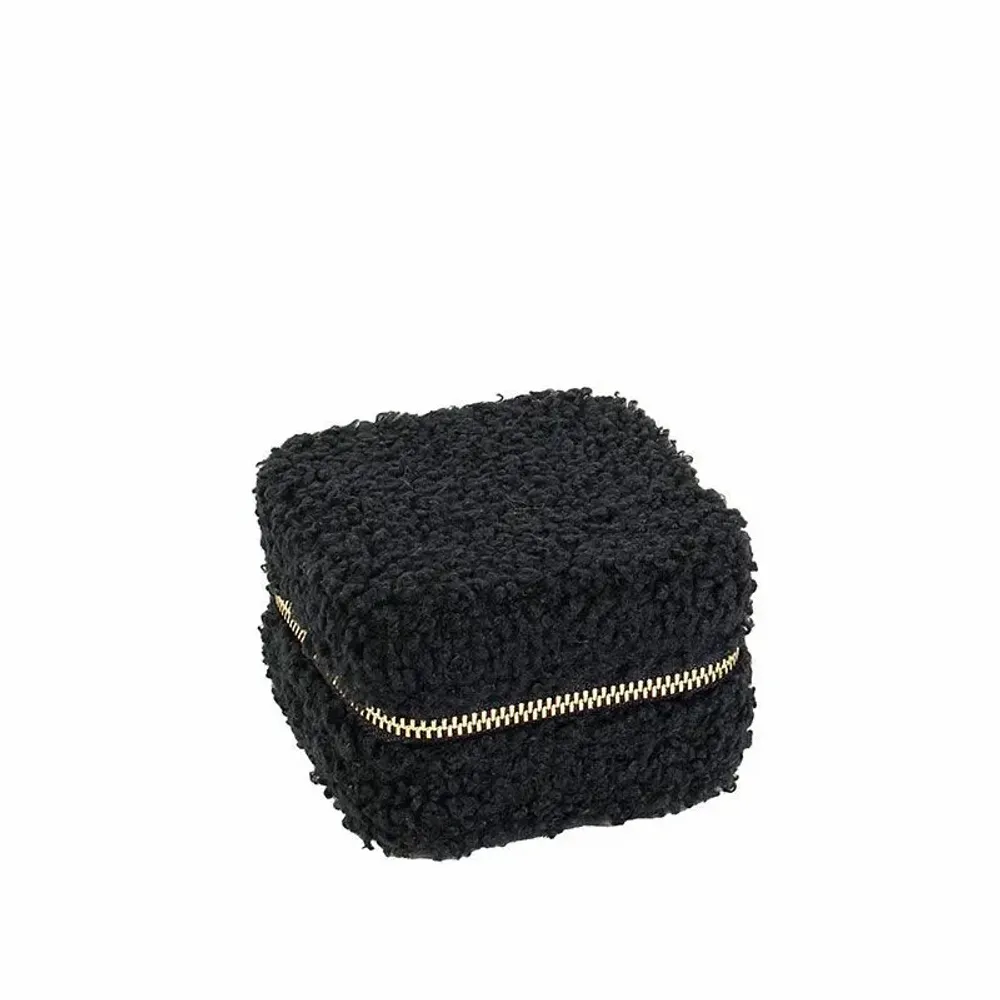 Cadeaux - Coffre bijoux carré synthétique textile bleu bourse intérieur crème - LAVAL 1878