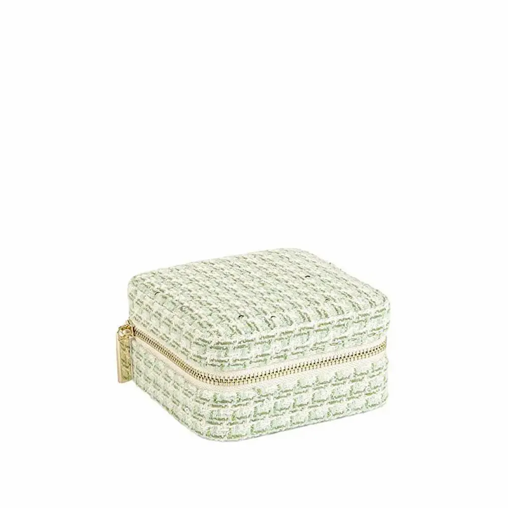 Cadeaux - Coffre à bijoux carré motif tweed synthétique vert - LAVAL 1878