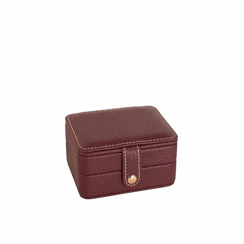 Gifts - Burgundy grained cowhide-look jewelry box - LAVAL 1878